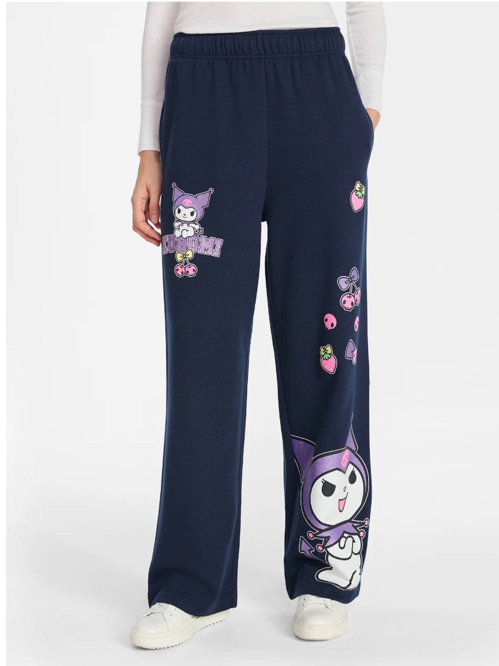 Kuromi Graphic Navy Lounge Pants - Cute Pink Accents